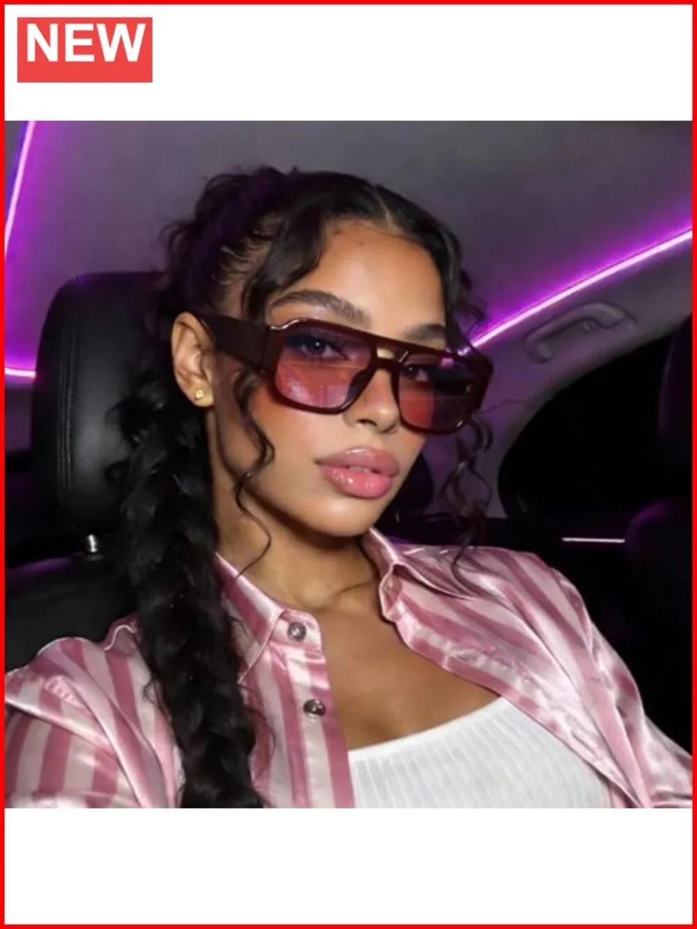 Retro Oversized Aviator Sunglasses Double Bridge UV400 Protection Glasses